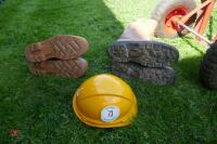 HARD HAT & 2 PAIRS SAFETY BOOTS - 2