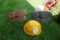 HARD HAT & 2 PAIRS SAFETY BOOTS - 6