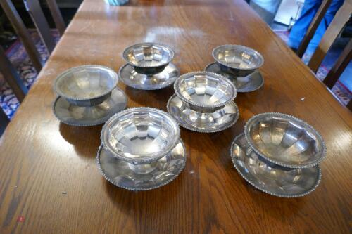 6 MATCHING SILVER PLATE DESSERT DISHES