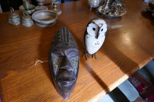 WOODEN TRIBLE MASK & OWL ORNAMENTS