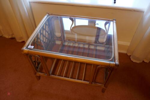 GLASS TOPPED COFFEE TABLE