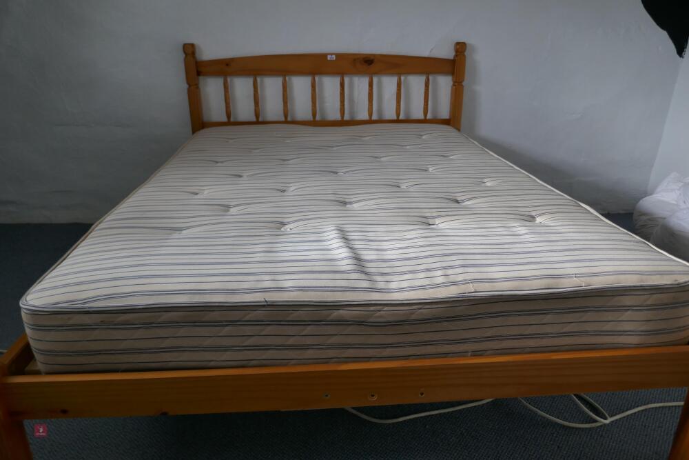 PINE DOUBLE BED FRAME & MATTRESS