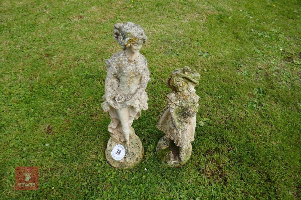 2 X DECORATIVE STONE FIGURINES