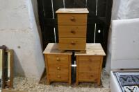 3 X PINE BED SIDE TABLES - 2