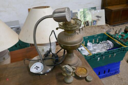 BRASS LAMP AND WEIGHTS