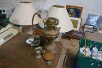 BRASS LAMP AND WEIGHTS - 2