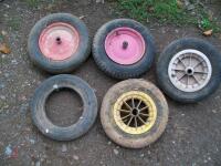 5 WHEELBARROW WHEELS & TYRES (S/R)