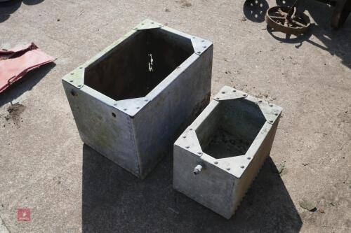 2 SMALL GALV RIVETED HEADER TANKS