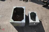 2 SMALL GALV RIVETED HEADER TANKS - 9