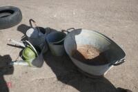 GALV BUCKET, BATH & 3 WATERING CANS - 3