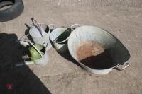 GALV BUCKET, BATH & 3 WATERING CANS - 5