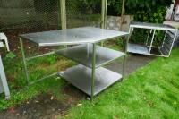 STAINLESS STEEL CORNER SHELVING UNIT