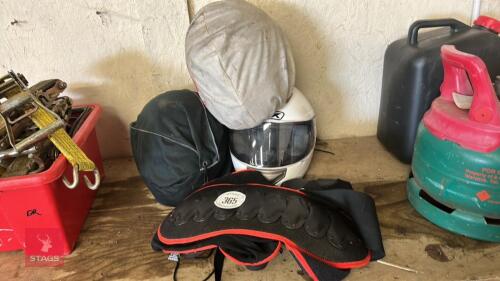 3 MOTORBIKE HELMETS & BODY PROTECTOR