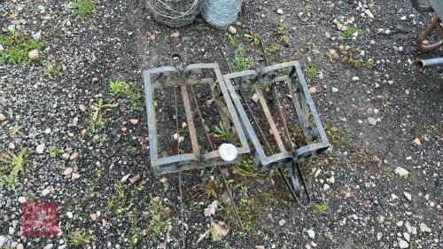 2 ORNATE METAL WHEELBARROW PLANTERS