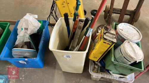 BOX OF GARDEN TOOLS