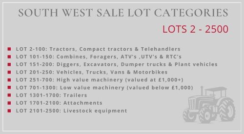 SOUTH WEST SALE LOT CATEGORIES