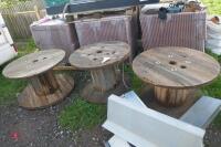 3 LARGE WOODEN BOBBINS