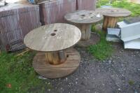 3 LARGE WOODEN BOBBINS - 3