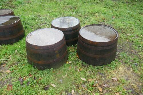 3 HALF OAK WHISKEY BARRELS