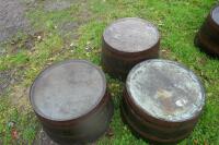 3 HALF OAK WHISKEY BARRELS - 5