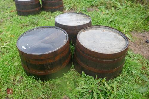 3 HALF OAK WHISKEY BARRELS