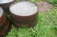 3 HALF OAK WHISKEY BARRELS - 2