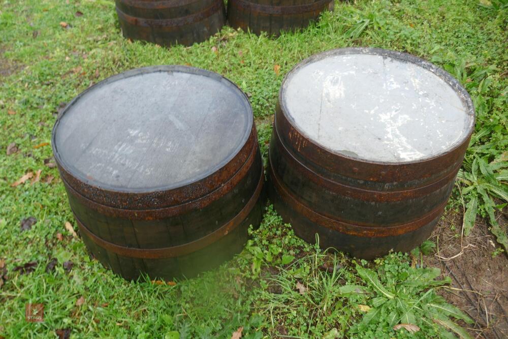 2 HALF OAK WHISKEY BARRELS