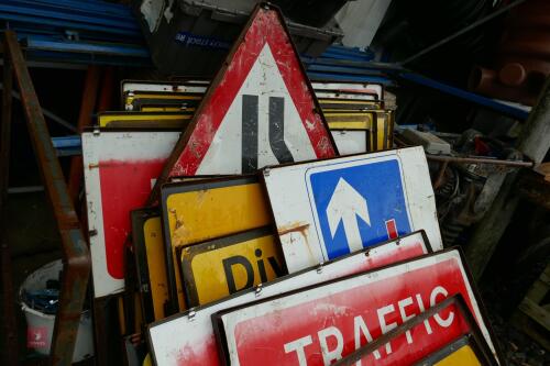 10 ASSORTED ROAD SIGNS