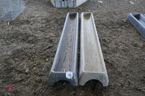 2 8' PLASTIC GROUND FEED TROUGHS