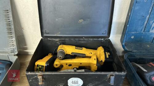 DEWALT BATTERY DRILL, GRINDER, SAW