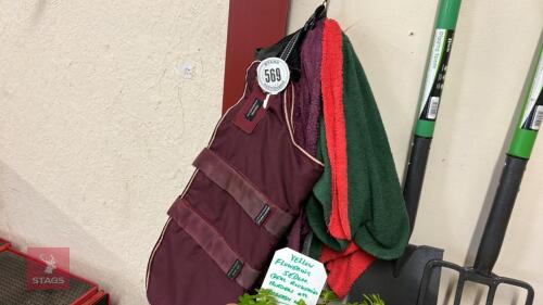 SELECTION OF DOG COATS AND TOWELS