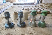 4 TILLY LAMPS & 3 STONE JARS - 6