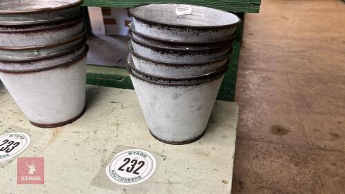 6 SMALL TIN PLANT POTS