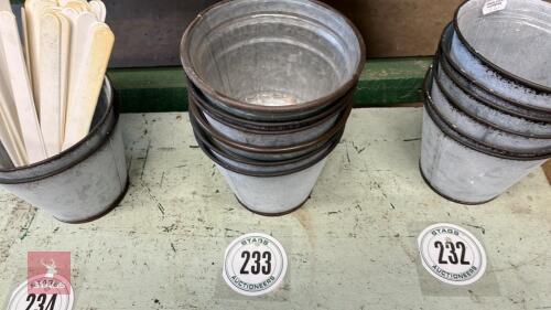 6 SMALL TIN PLANT POTS