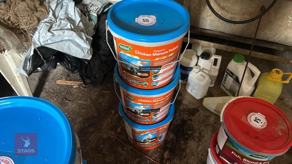 3X 10KG TUBS OF CHICKEN MANURE PELLETS