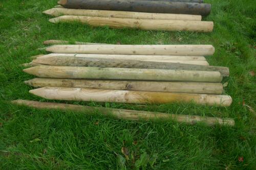 15 5'6" WOODEN FENCE POSTS