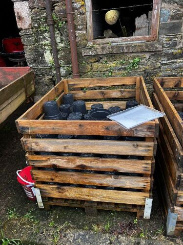 CRATE OF 2L PLASTIC PLANT POTS