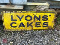 ANTIQUE ENAMEL LYONS CAKES SIGN