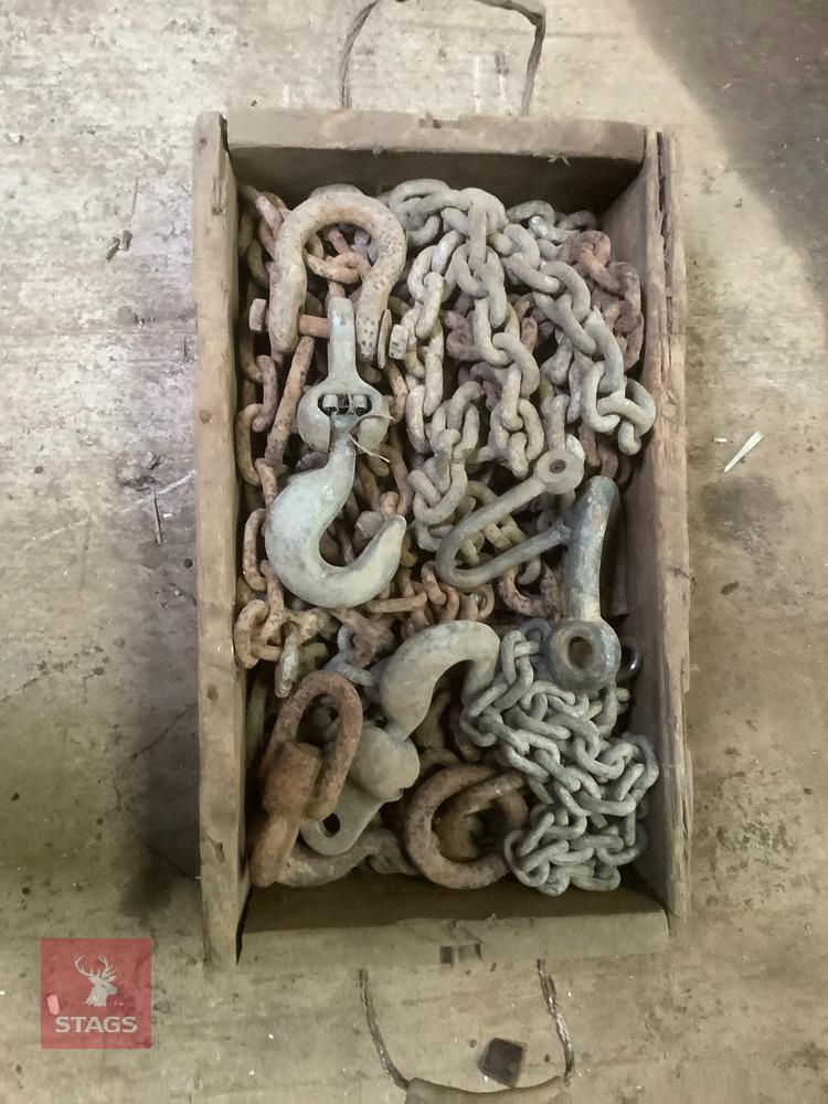 BOX OF CHAINS