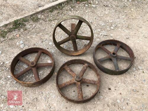 4 X 11.5'' DIAMETER CAST IRON WHEELS