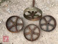 4 X 11.5'' DIAMETER CAST IRON WHEELS - 2