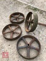 4 X 11.5'' DIAMETER CAST IRON WHEELS - 3