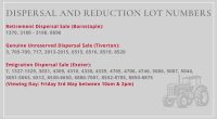 DISPERSAL & REDUCTION LOT NUMBERS