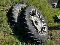 PAIR OF 12.4 R46 ROW CROP WHEELS & TYRES - 9