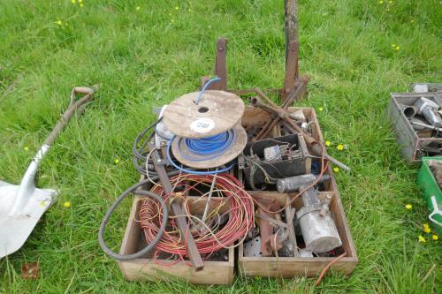 2 BOXES OF SUNDRIES AND SACK TRUCK FRAME