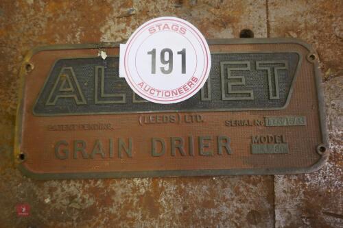 ALUMET GRAIN DRIER SIGN