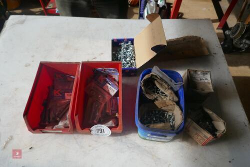 6 BOXES/ TUBS OF BOLTS, TEX SCREWS ETC