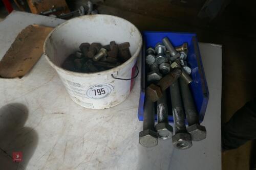 2 TUBS OF LARGE NUTS AND BOLTS