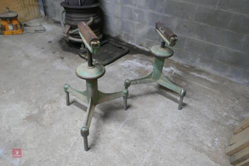 2 LARGE CAST ROLLER STANDS