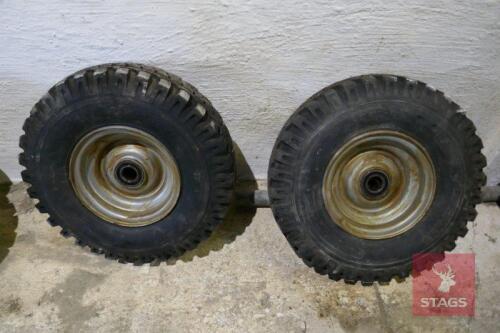 2 TRAILER TYRES & RIMS C/W BEARINGS